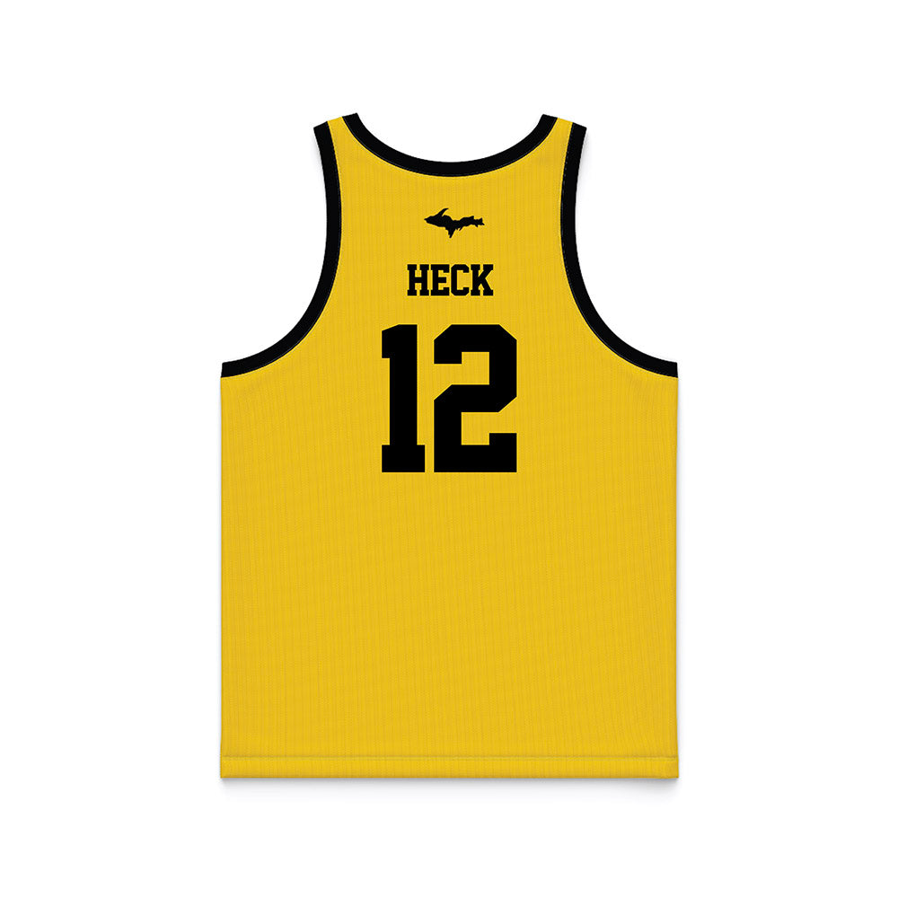 Michigan Tech - NCAA Men's Basketball : Ethan Heck - Gold Basketball Jersey