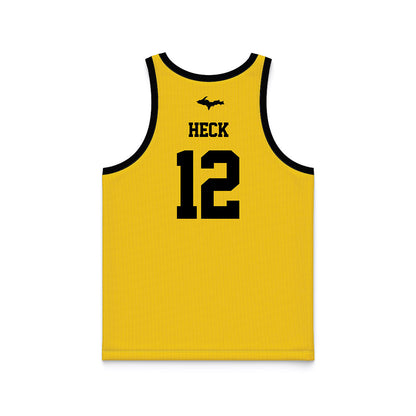 Michigan Tech - NCAA Men's Basketball : Ethan Heck - Gold Basketball Jersey