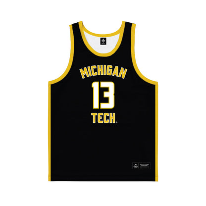 Michigan Tech - NCAA Men's Basketball : Josh Terrian - Black Basketball Jersey