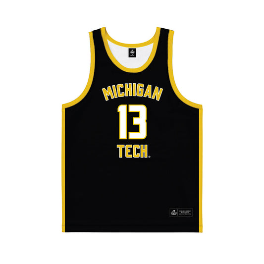 Michigan Tech - NCAA Men's Basketball : Josh Terrian - Black Basketball Jersey