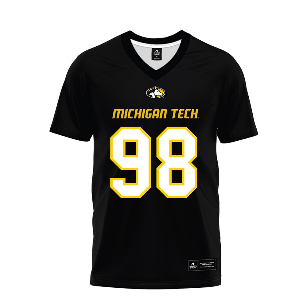 Michigan Tech - NCAA Football : Gauge Heikkinen - Black Premium Football Jersey-0