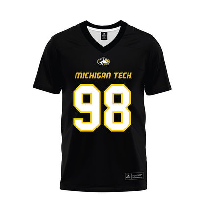 Michigan Tech - NCAA Football : Gauge Heikkinen - Black Premium Football Jersey-0