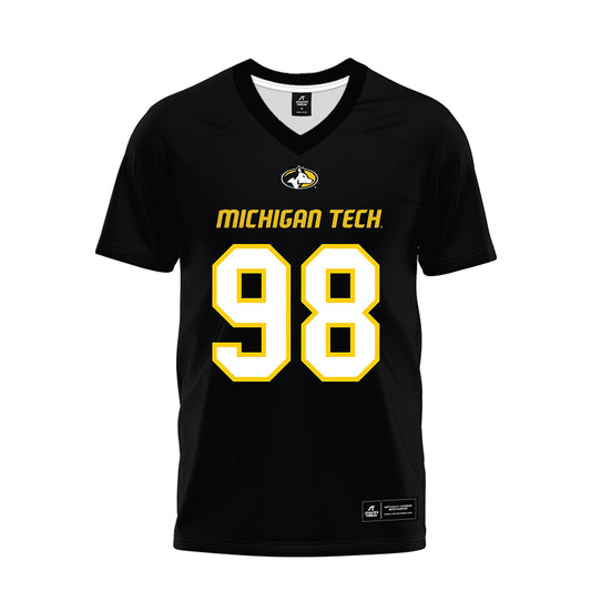 Michigan Tech - NCAA Football : Gauge Heikkinen - Black Premium Football Jersey-0