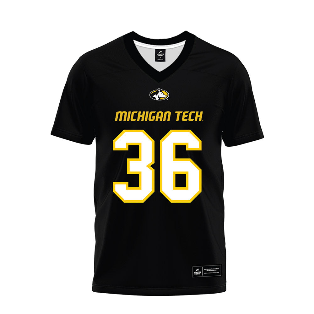 Michigan Tech - NCAA Football : Josiah Peramaki - Black Premium Football Jersey-0