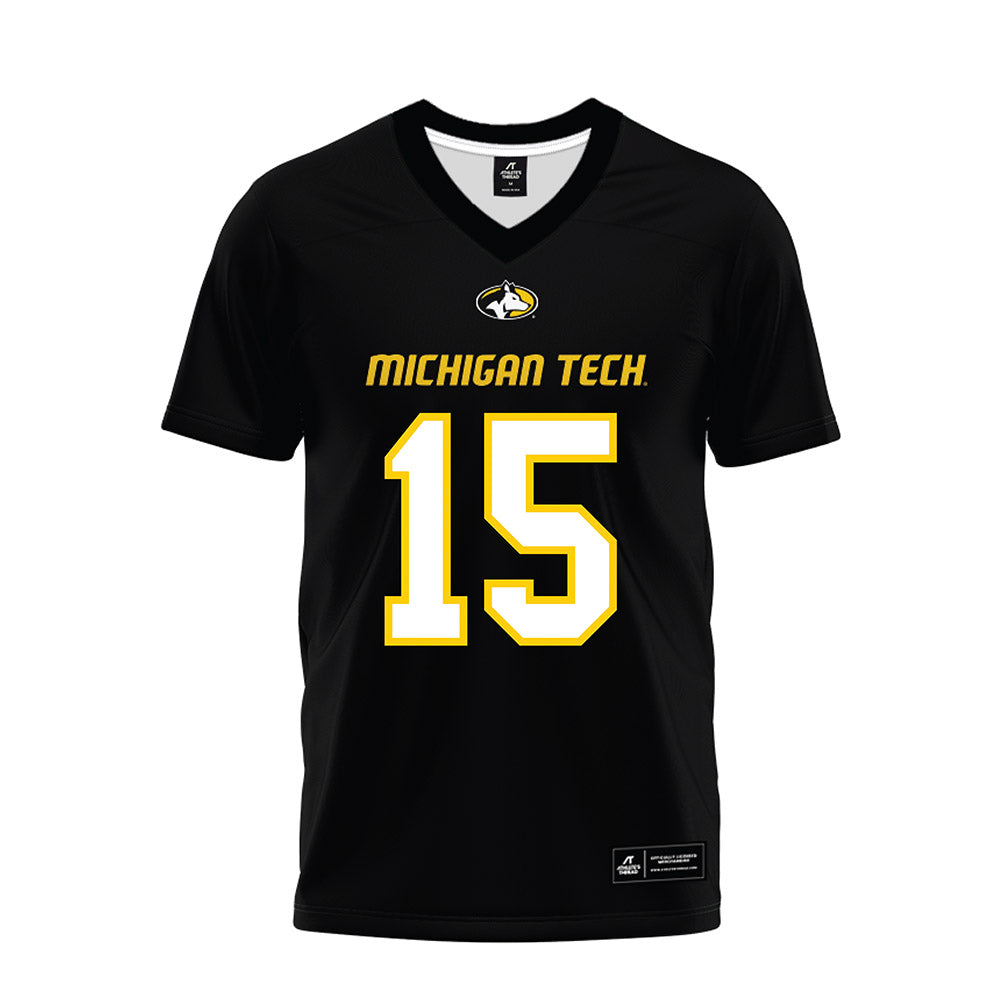 Michigan Tech - NCAA Football : Alex Bueno - Black Premium Football Jersey-0