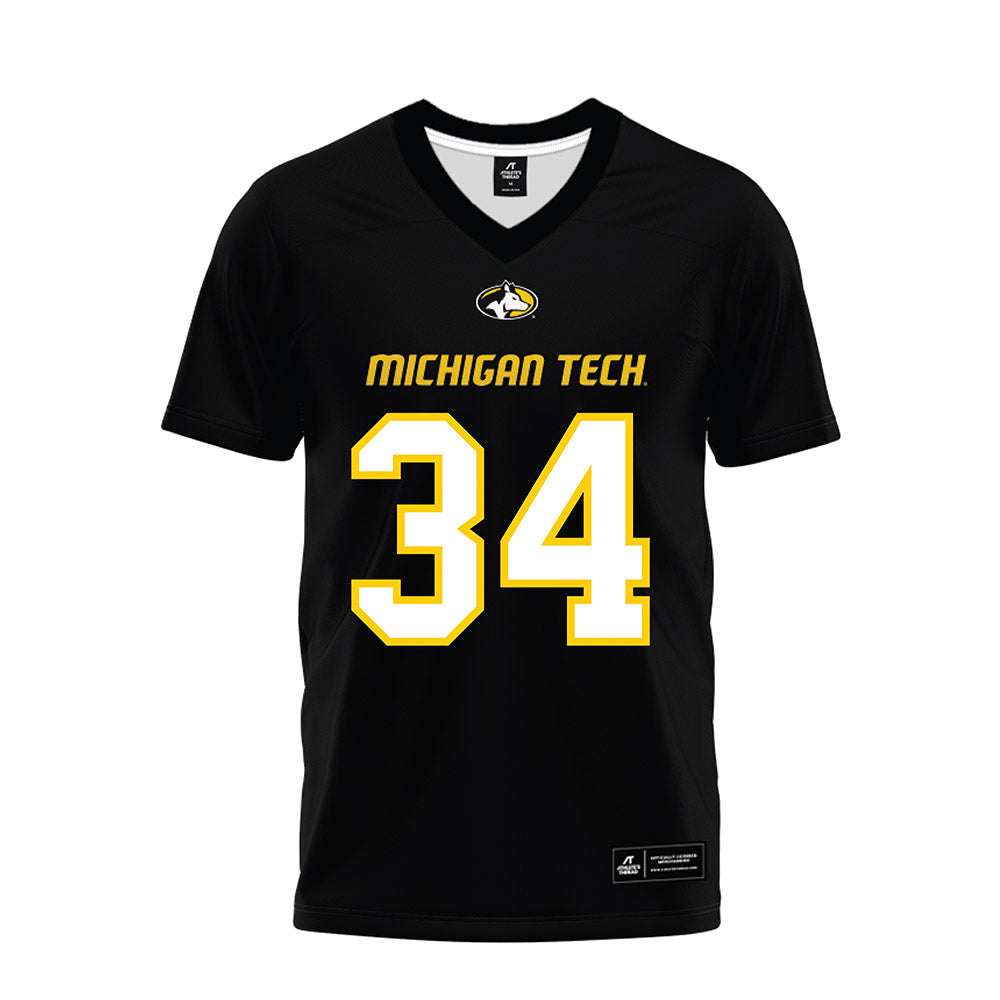 Michigan Tech - NCAA Football : Connor Briones - Black Premium Football Jersey-0