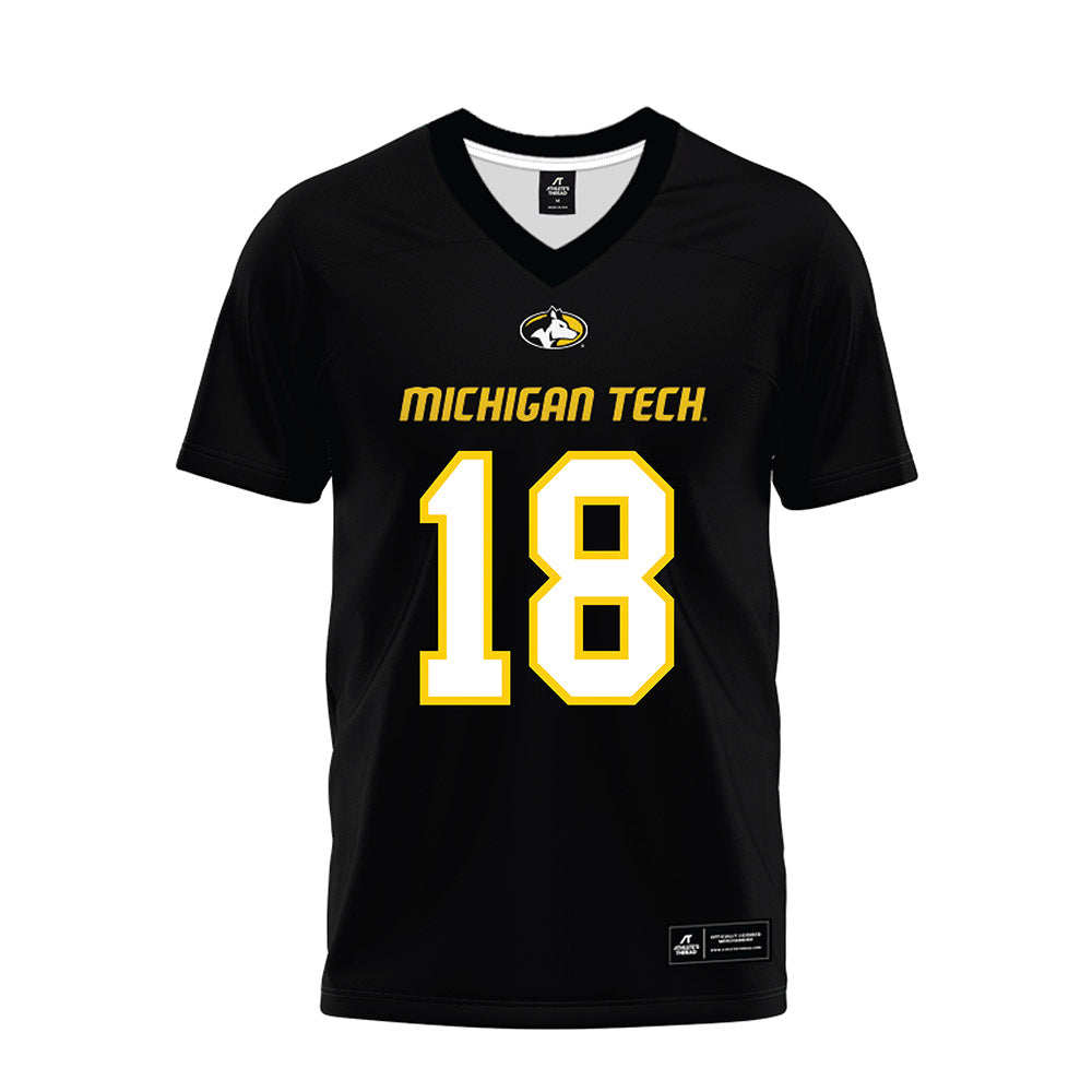 Michigan Tech - NCAA Football : Drew Heppner - Black Premium Football Jersey-0