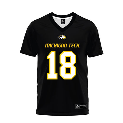 Michigan Tech - NCAA Football : Drew Heppner - Black Premium Football Jersey-0