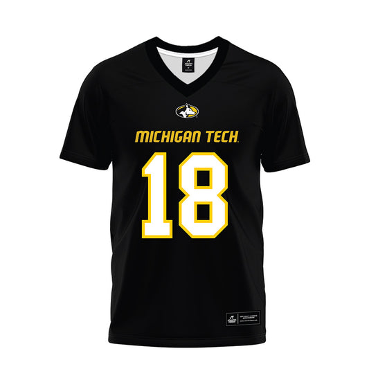 Michigan Tech - NCAA Football : Drew Heppner - Black Premium Football Jersey-0