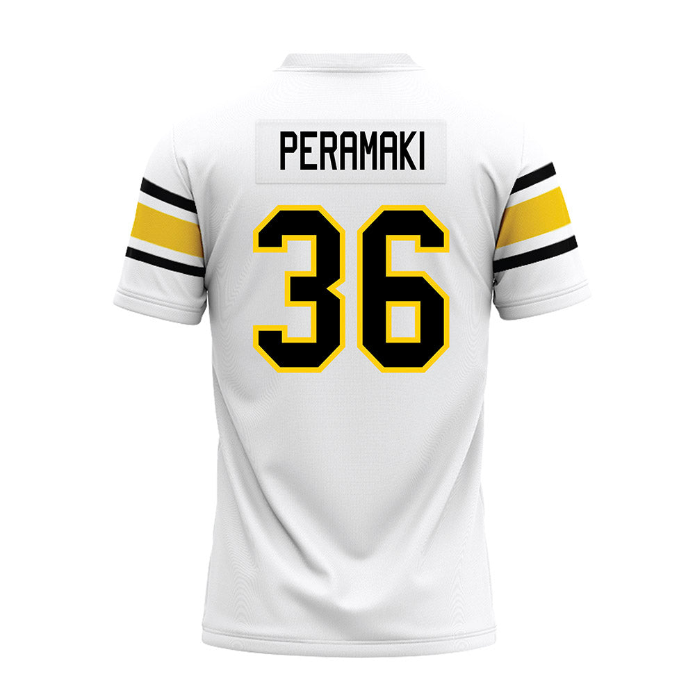 Michigan Tech - NCAA Football : Josiah Peramaki - White Premium Football Jersey-1
