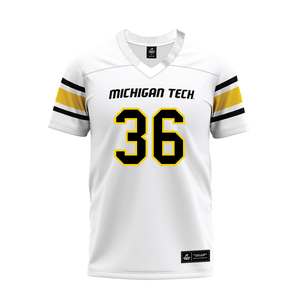 Michigan Tech - NCAA Football : Josiah Peramaki - White Premium Football Jersey-0