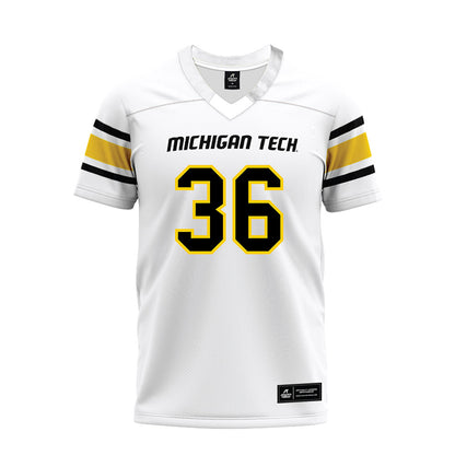 Michigan Tech - NCAA Football : Josiah Peramaki - White Premium Football Jersey-0