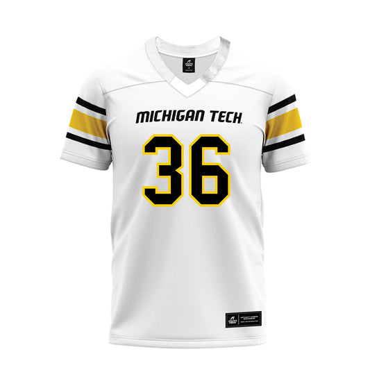 Michigan Tech - NCAA Football : Josiah Peramaki - White Premium Football Jersey-0