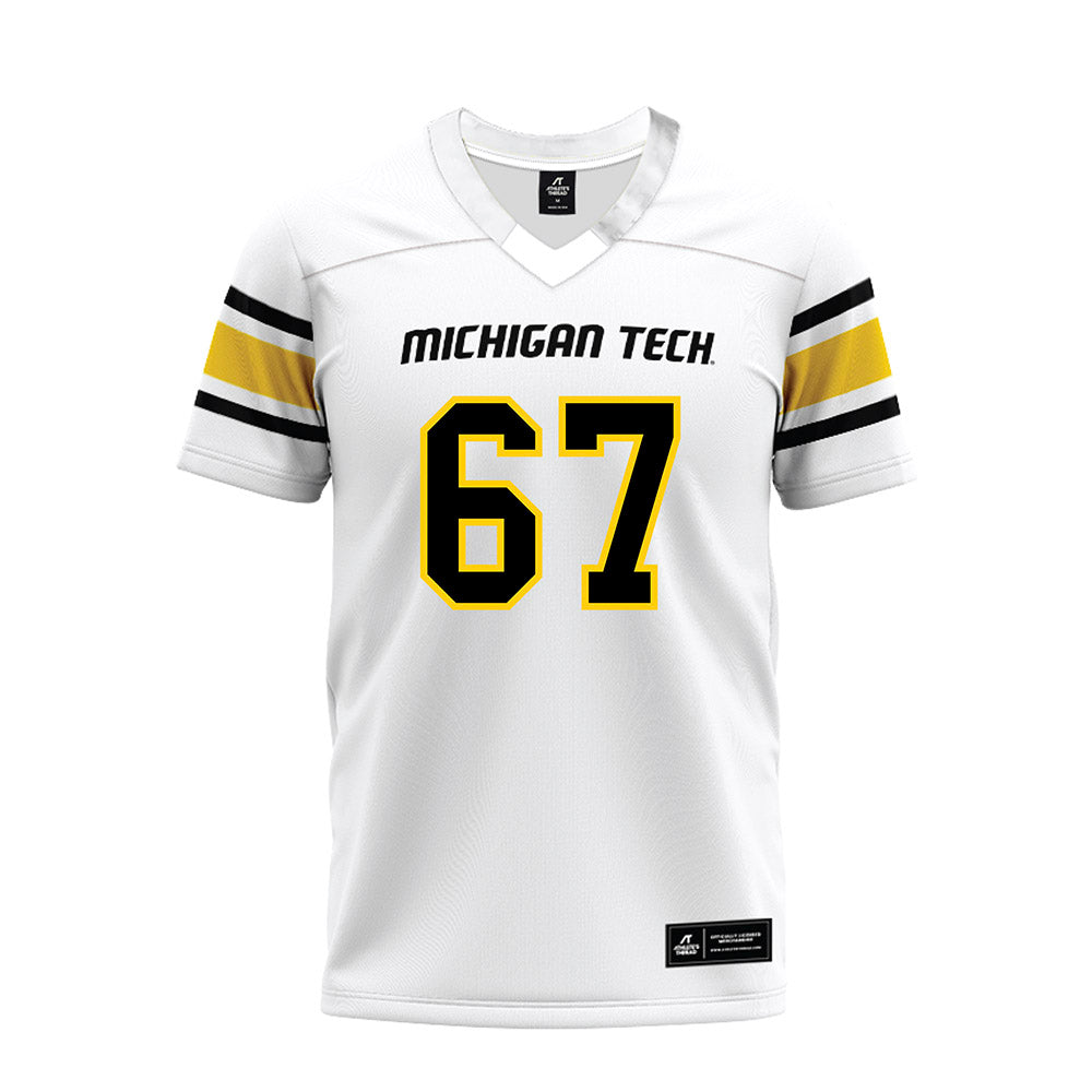 Michigan Tech - NCAA Football : Max Maj - White Premium Football Jersey-0