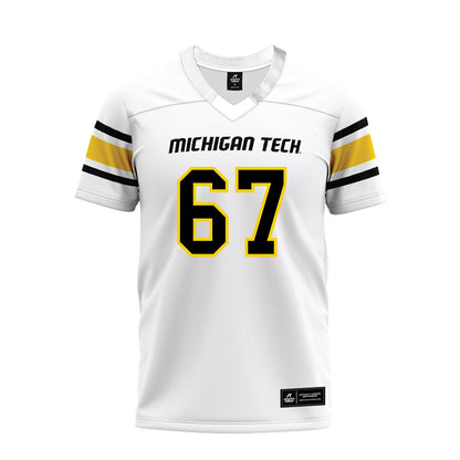 Michigan Tech - NCAA Football : Max Maj - White Premium Football Jersey-0