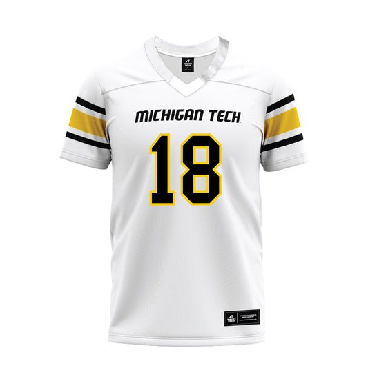 Michigan Tech - NCAA Football : Christopher Lemus - White Premium Football Jersey-0