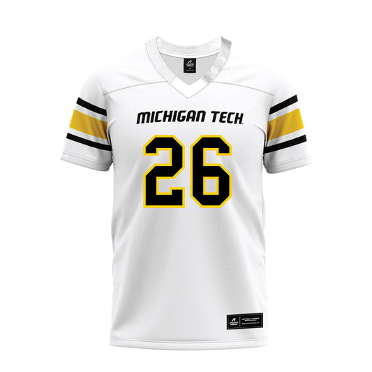 Michigan Tech - NCAA Football : Avery Kucharski - White Premium Football Jersey-0
