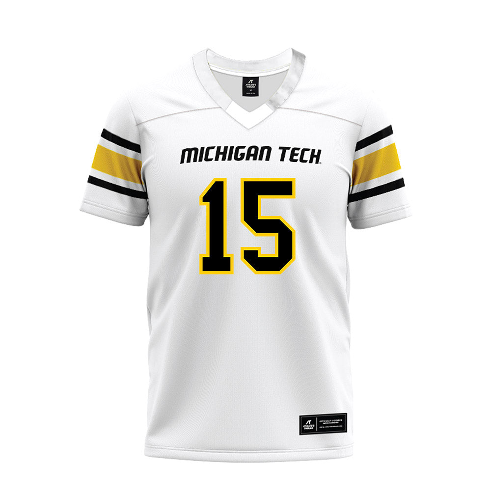 Michigan Tech - NCAA Football : Alex Bueno - White Premium Football Jersey-0
