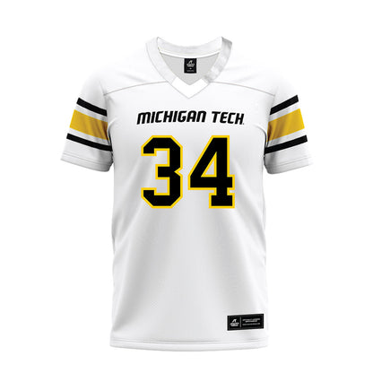 Michigan Tech - NCAA Football : Connor Briones - White Premium Football Jersey-0
