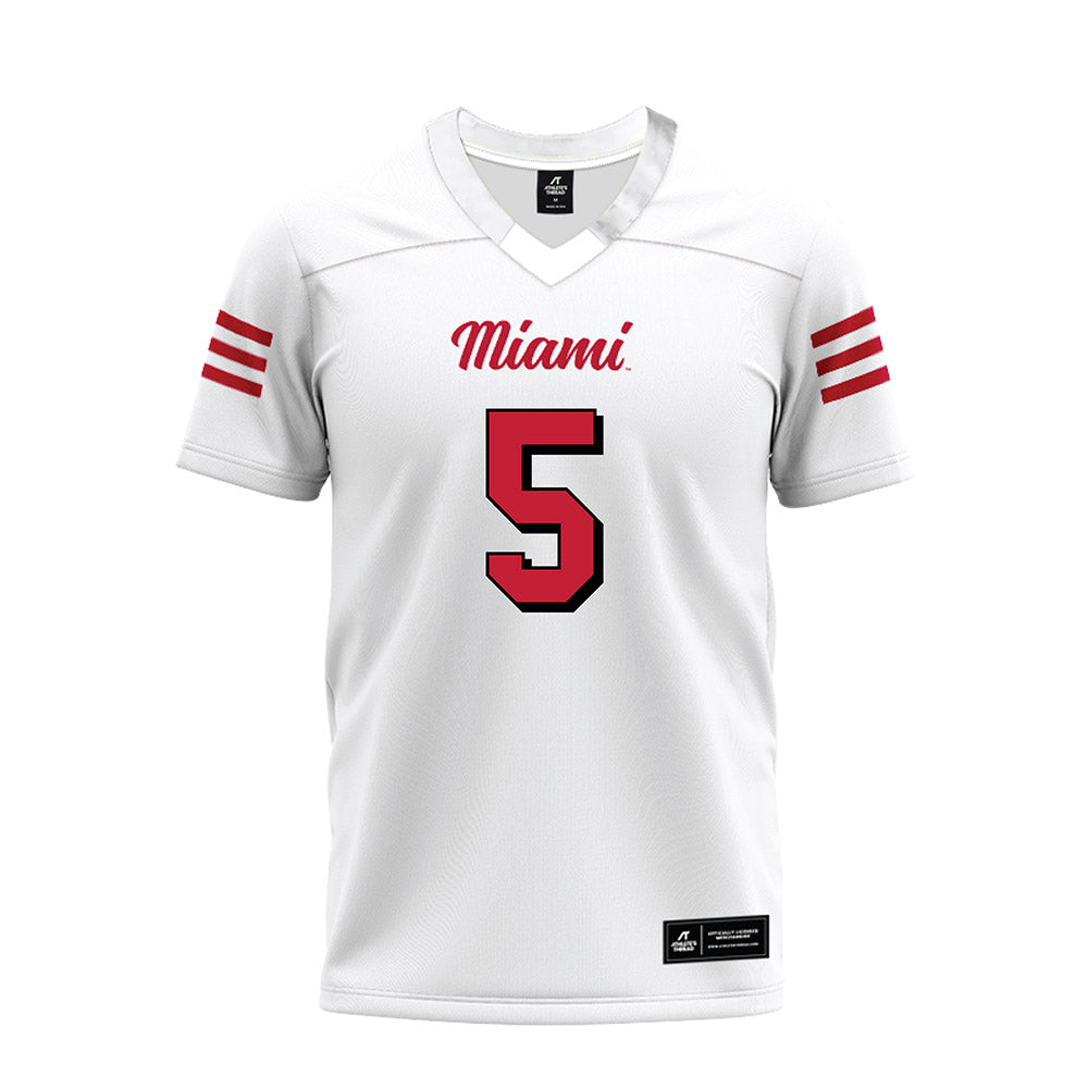 Miami of Ohio - NCAA Football : Luke Evans - 2024 White Premium Football Jersey-0