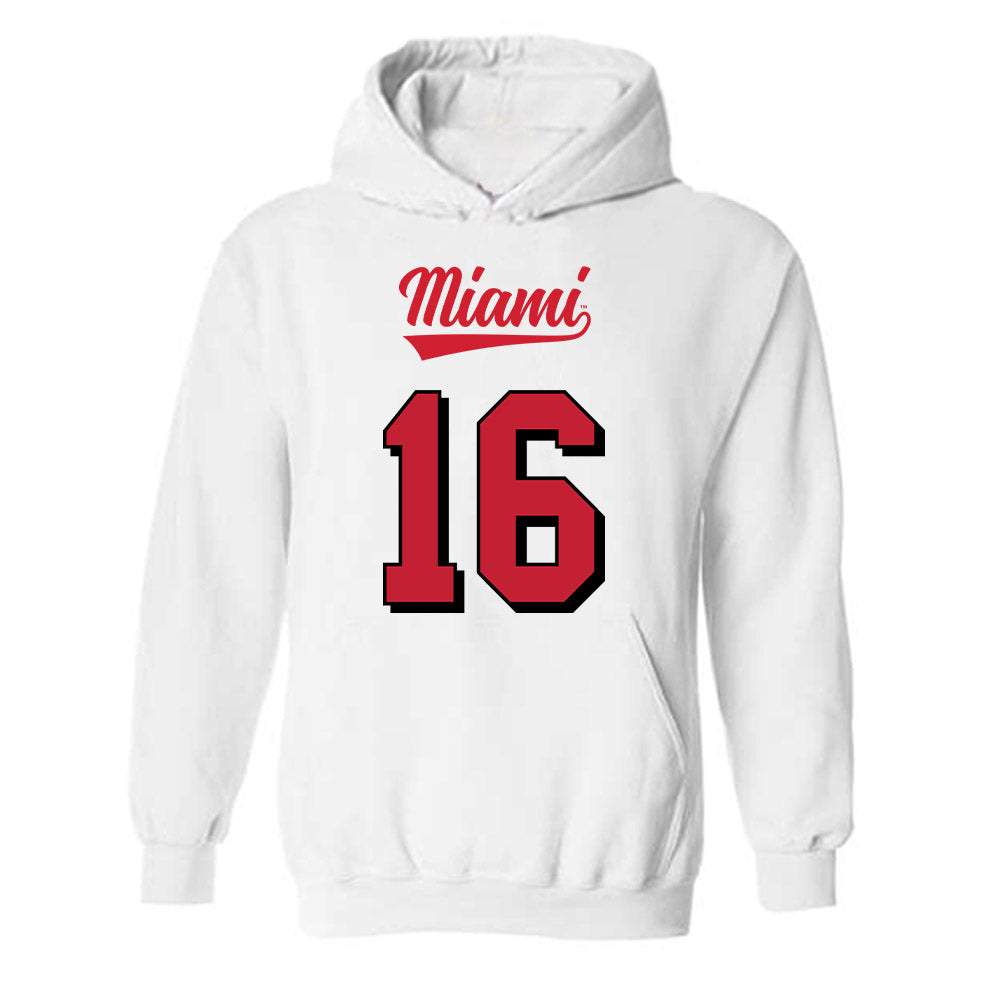 Miami of Ohio - NCAA Football : Christian McKinney - 2024 Replica Shersey Hooded Sweatshirt-0