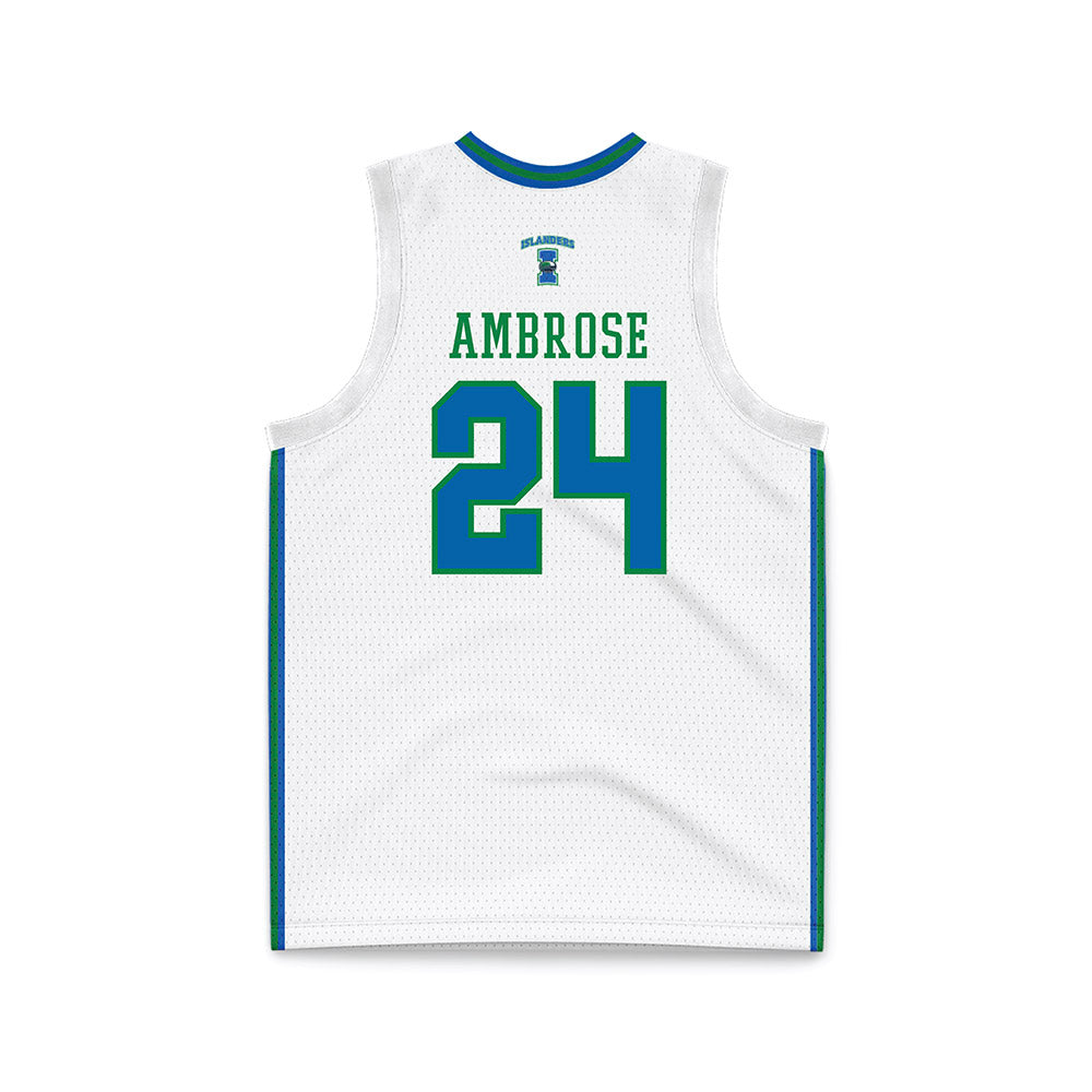Texas A&M Corpus Christi - NCAA Men's Basketball : Jamal ambrose - White Basketball Jersey-1