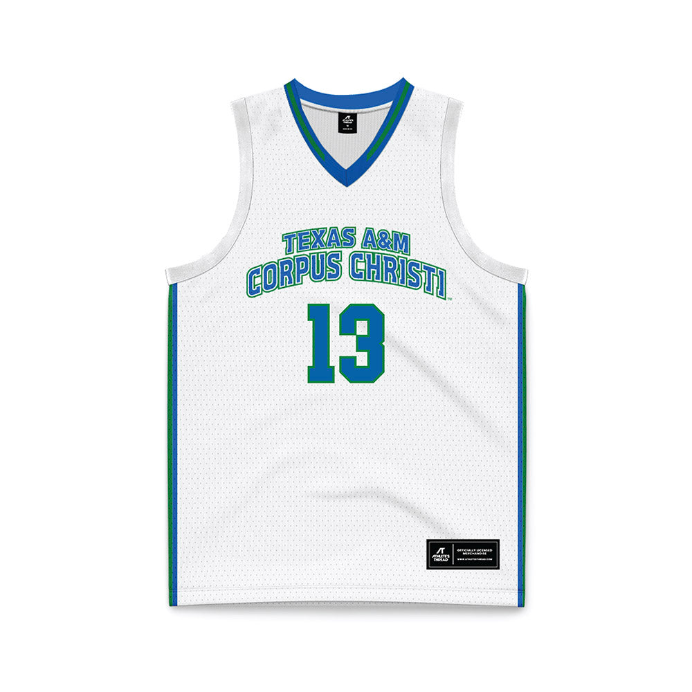 Texas A&M Corpus Christi - NCAA Men's Basketball : trent pane - White Basketball Jersey-0