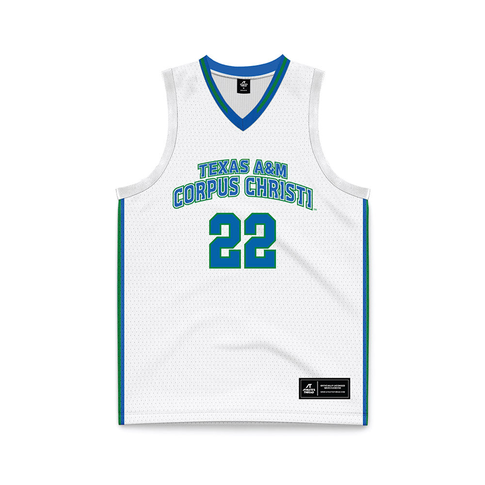 Texas A&M Corpus Christi - NCAA Men's Basketball : Franck Yetna - White Basketball Jersey-0
