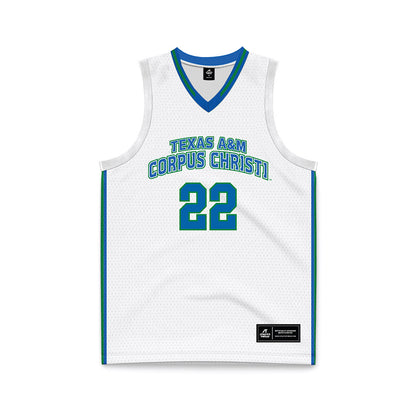 Texas A&M Corpus Christi - NCAA Men's Basketball : Franck Yetna - White Basketball Jersey-0