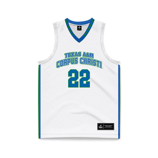 Texas A&M Corpus Christi - NCAA Men's Basketball : Franck Yetna - White Basketball Jersey-0