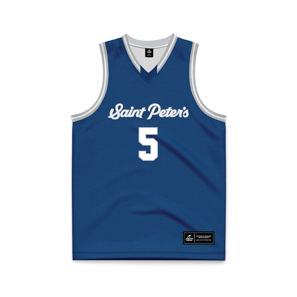 Saint Peter's - NCAA Men's Basketball : Armoni Zeigler - Blue Basketball Jersey-0