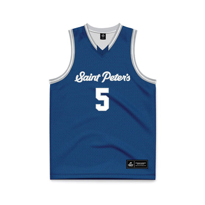 Saint Peter's - NCAA Men's Basketball : Armoni Zeigler - Blue Basketball Jersey-0