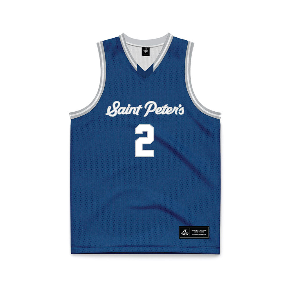 Saint Peter's - NCAA Men's Basketball : Tj Robinson - Blue Basketball Jersey-0