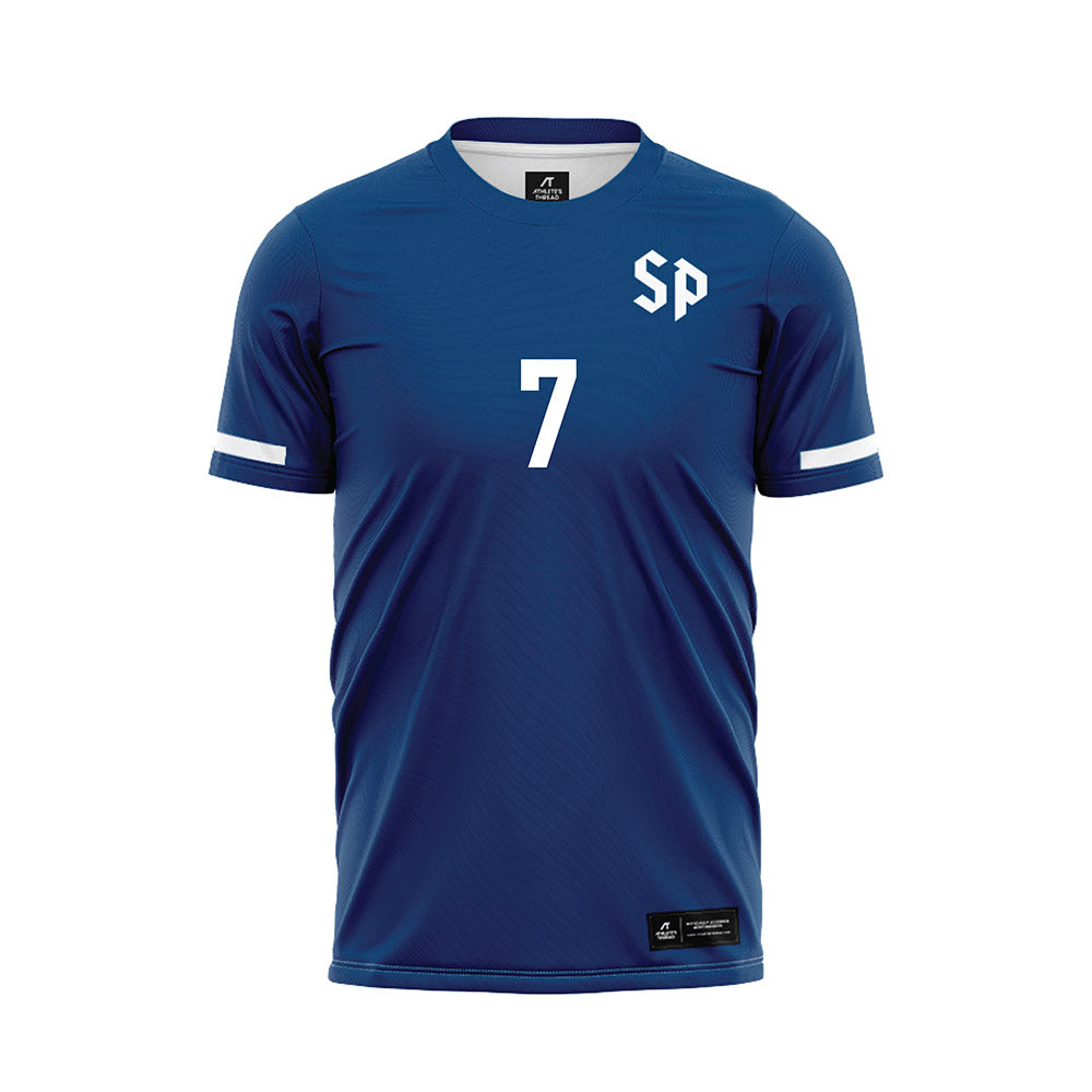 Saint Peter's - NCAA Women's Soccer : Alexa De Barros - Blue Soccer Jersey-0