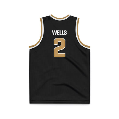 Oakland - NCAA Men's Basketball : Ziare Wells - Black Basketball Jersey-1