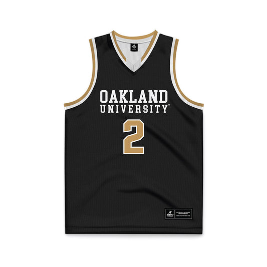 Oakland - NCAA Men's Basketball : Ziare Wells - Black Basketball Jersey-0