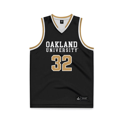 Oakland - NCAA Men's Basketball : Isaac Garrett - Black Basketball Jersey-0
