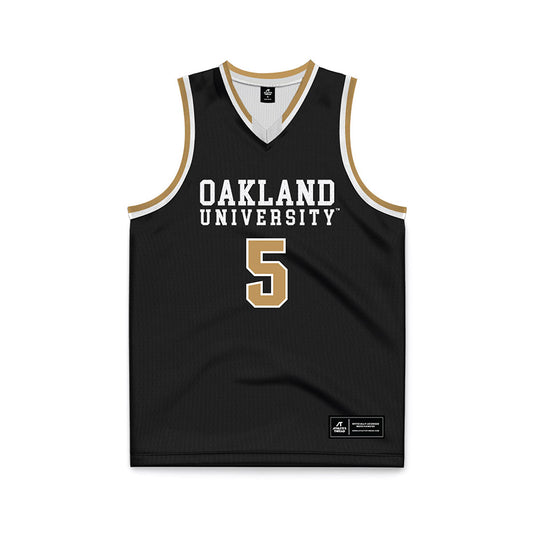 Oakland - NCAA Men's Basketball : MJ Yeager - Black Basketball Jersey-0