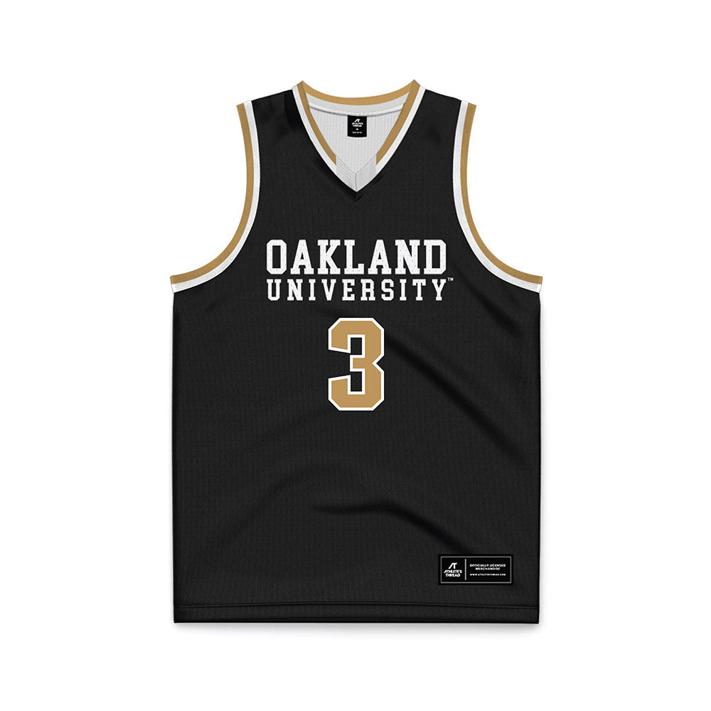 Oakland - NCAA Men's Basketball : Donny Yeager - Black Basketball Jersey-0