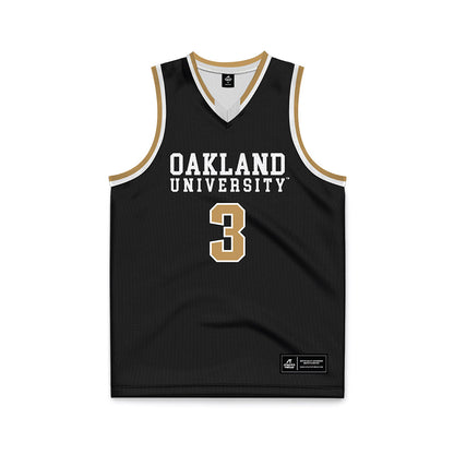 Oakland - NCAA Men's Basketball : Donny Yeager - Black Basketball Jersey-0