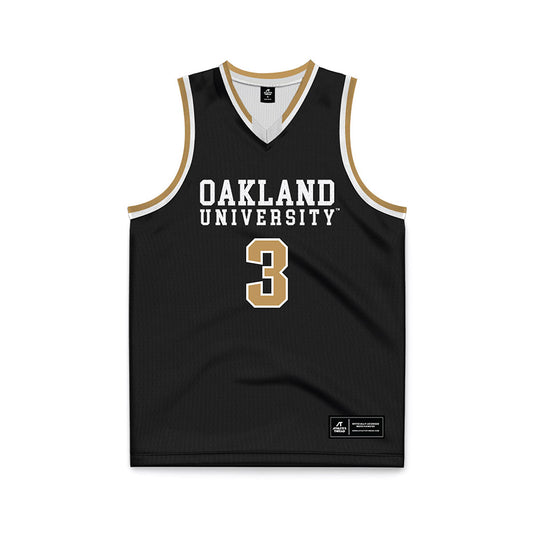 Oakland - NCAA Men's Basketball : Donny Yeager - Black Basketball Jersey-0