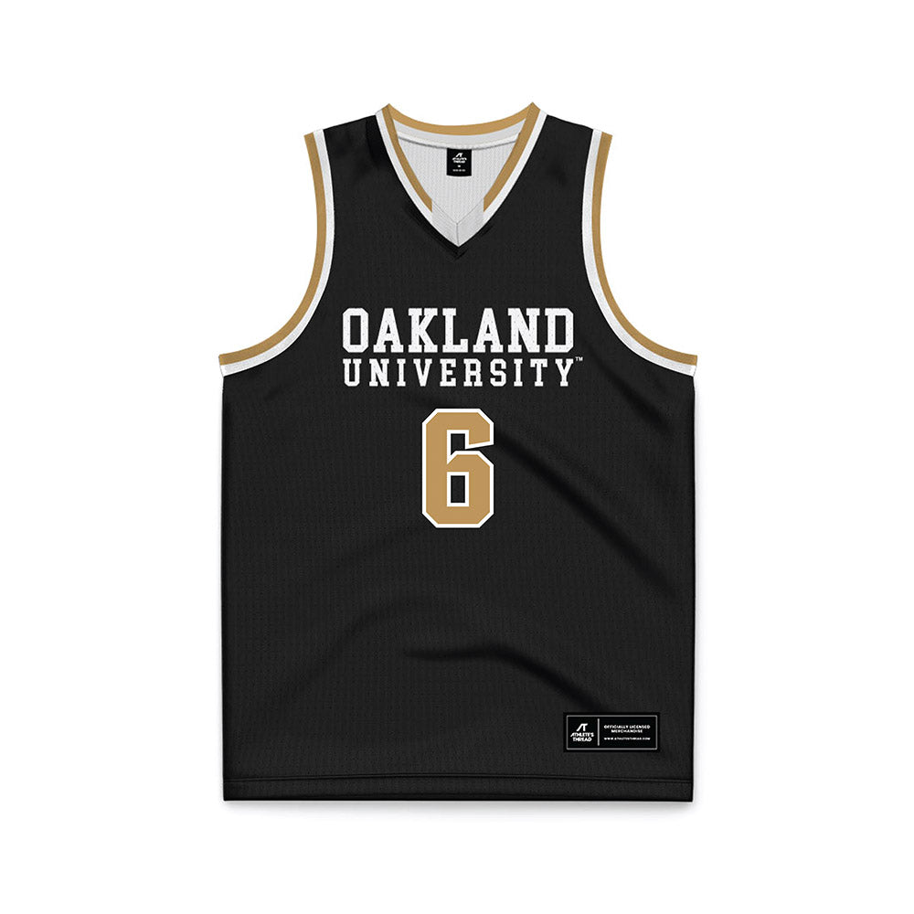 Oakland - NCAA Men's Basketball : Michael Houge - Black Basketball Jersey-0