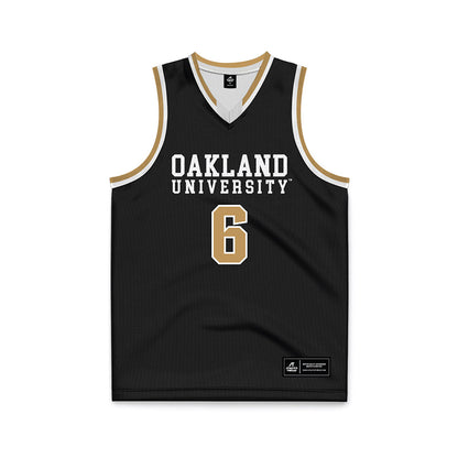 Oakland - NCAA Men's Basketball : Michael Houge - Black Basketball Jersey-0