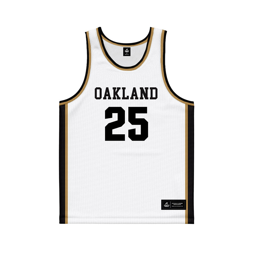 Oakland - NCAA Women's Basketball : Angelina Smith - White Basketball Jersey-0