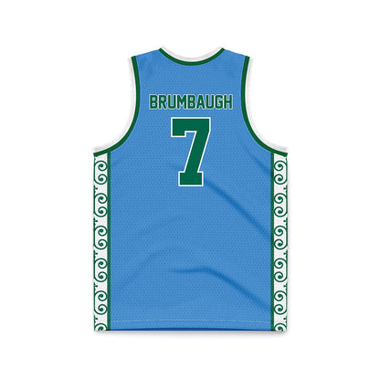 Tulane - NCAA Men's Basketball : Rowan Brumbaugh - Blue Basketball Jersey-1