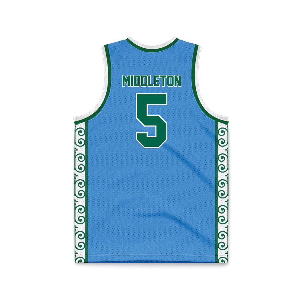 Tulane - NCAA Men's Basketball : Scotty Middleton - Blue Basketball Jersey-1