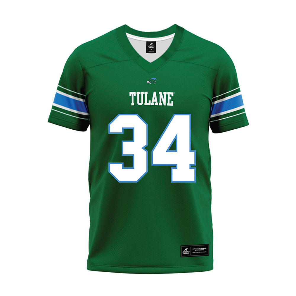 Tulane - NCAA Football : William Hudlow - Green Premium Football Jersey