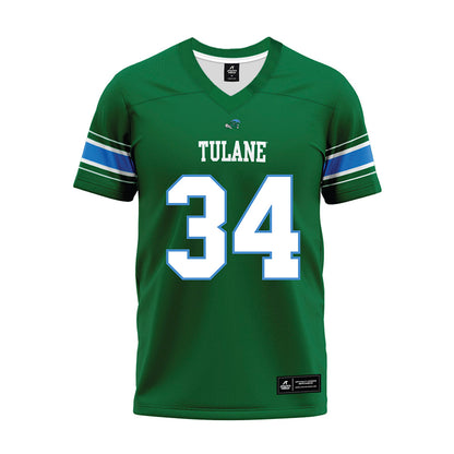 Tulane - NCAA Football : William Hudlow - Green Premium Football Jersey