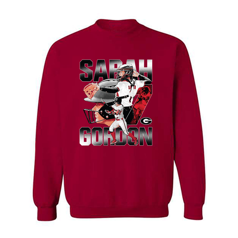 Georgia - NCAA Softball : Sarah Gordon - Player Collage Crewneck Sweatshirt-0