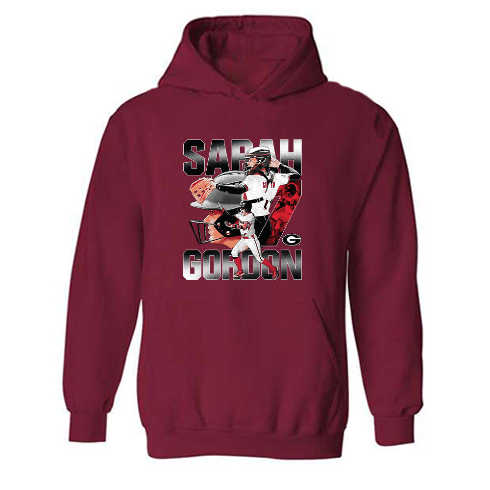 Georgia - NCAA Softball : Sarah Gordon - Player Collage Hooded Sweatshirt-0